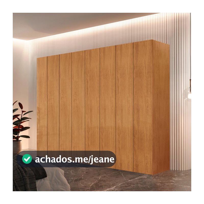 Guarda Roupa Casal Atacama 100 MDF 8 Portas e 8 Cabideiros Moderna Mobilia