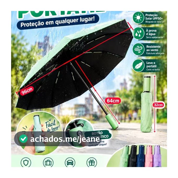 Guarda Chuva Automático Sombrinha Grande Proteção Solar Blackout Reforçado Dobrável 10 varetas Envio Imediato colorido