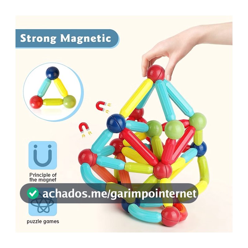Blocos de Montar Magnético Construção Bastãos e Bolas Brinquedo Educativo Infantil