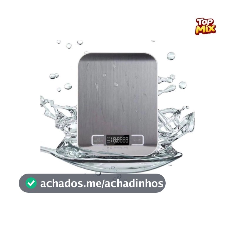 Balança de Cozinha Digital 10kg em Inox Alta Precisão 1g Dieta Fit com Tara LCD Pilhas Inclusas