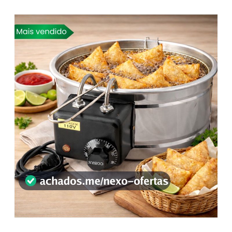 Fritadeira Elétrica de pastel Tacho 5 Litros Redonda Inox 110v e 220v Fritura batata Pastelaria