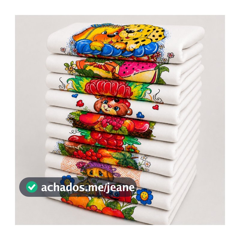 Kit 10 Pano De Prato Grande 45x75 Cm Estampado Com Bainha Trama Fechada Acabamento Excelente 10 Unidades
