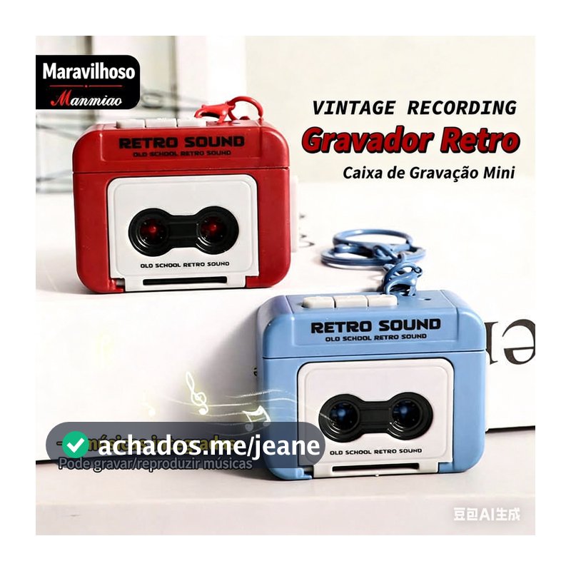 Criativo Retro som fita gravador chaveiro corrente pingente saco de descompressão ornamentos pequenos presentes