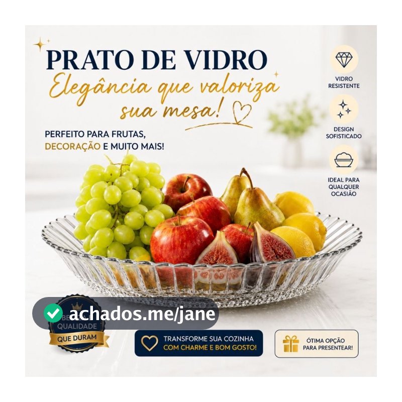 Prato de Vidro Fundo 30cm com Borda – Ideal para Pudim, Bolo e Sobremesas | Design Moon