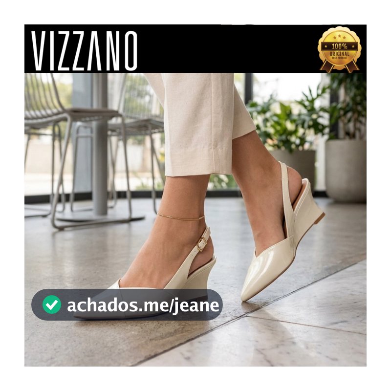 Scarpin Vizzano Slingback Feminino Salto Anabela Confortável Bico Fino Elegante Fivela Ajustável 1483105 Original