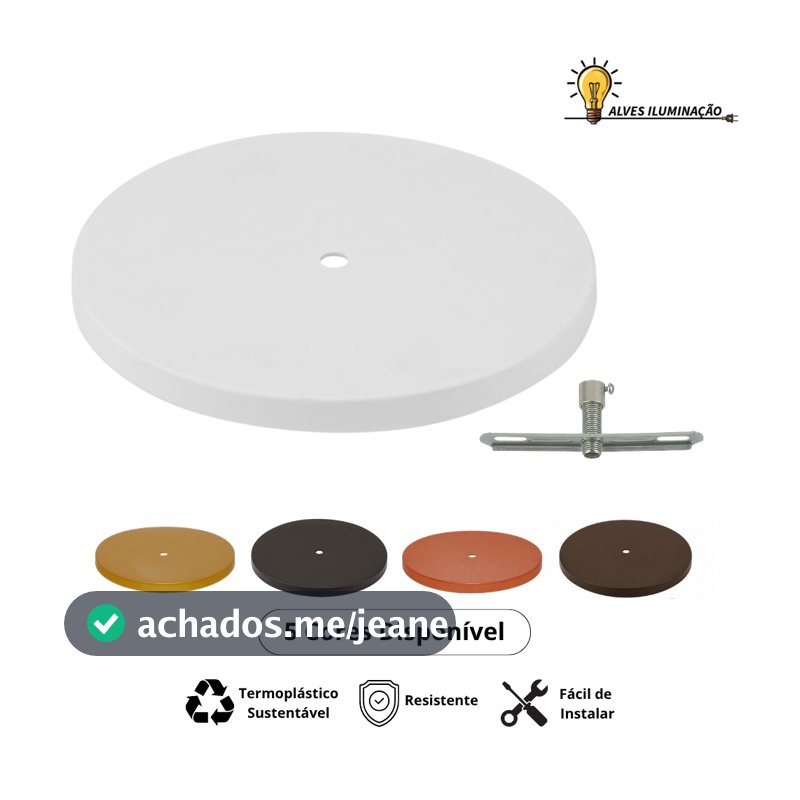 Canopla Tampa Cega Chata Redonda 20cm Com Fixação para Pendente Spot Lustre Luminárias Plafon