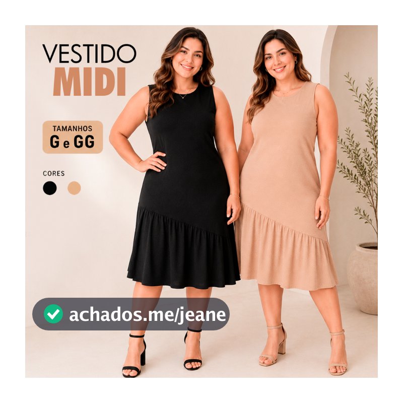 Vestido Midi Gola Refonda Babado Moda Evangélica Super Elegante Casual Moda Tendência 100% Algodão