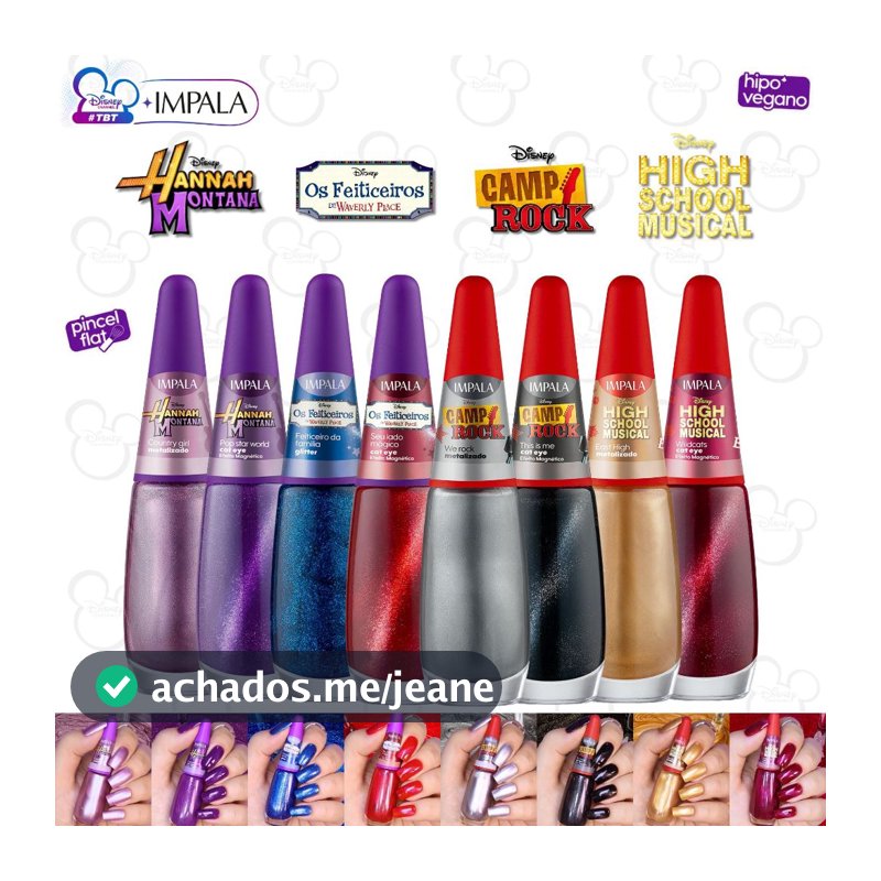 Kit 8 Esmaltes Impala Disney Magnético Metálico 7,5ml Coleção Completa Esmalte Cat Eye
