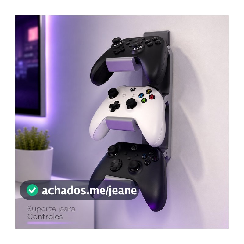 Suporte de Parede para 3 Controles Gamer | Organizador para Xbox, PS4, PS5 e Switch | Impressão 3D