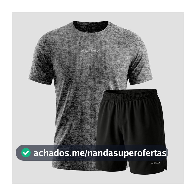 Kit Bermuda+Camiseta New Fluid Dry Fitness Academia Alpha Co
