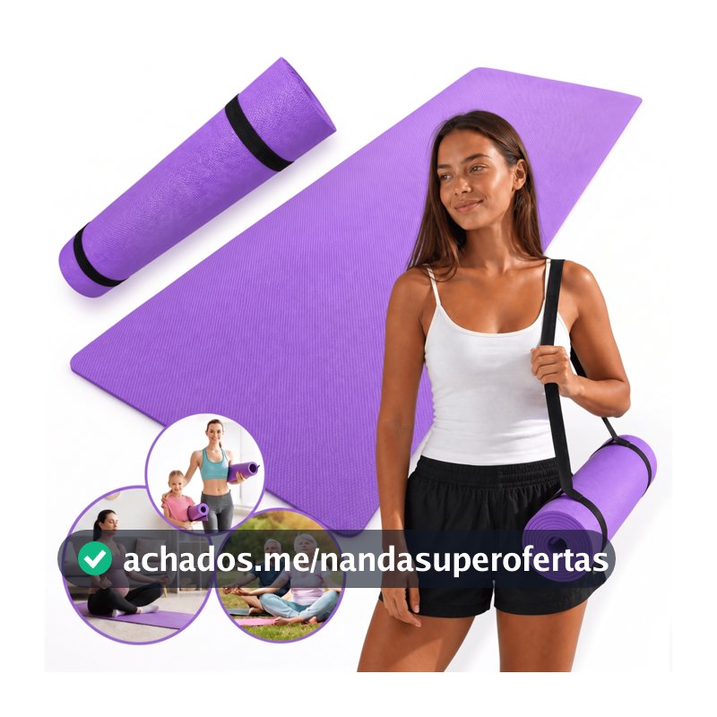 Tapete Tatame Esteira Para Yoga Exercícios Físicos 1,7m x 60cm x 5mm Academia Meditação Treino
