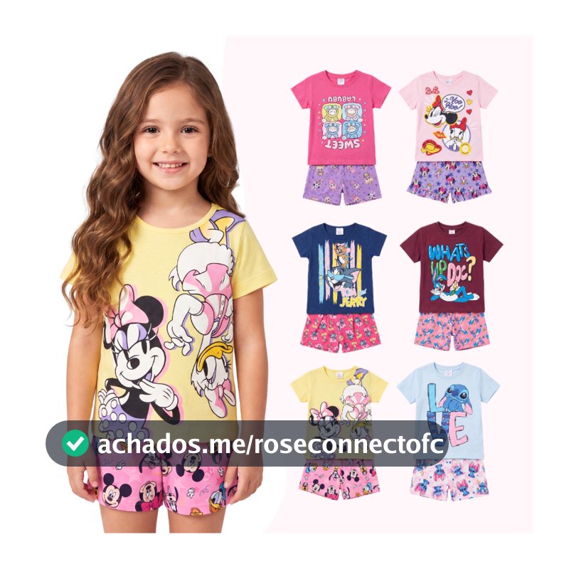 Kit 6 Peças Conjunto Infantil Feminino Menina Verão Personagem Fresquinho