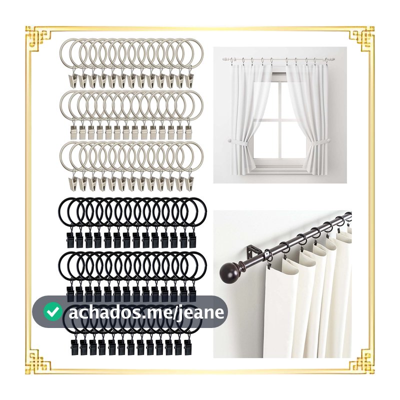 40 anéis de cortina com clipe preto/prata (diâmetro 4.0 x38 mm) Material de ferro para cortinas suspensas