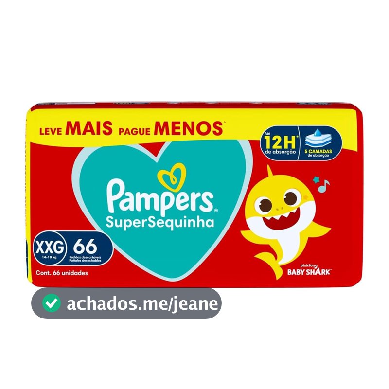 Fralda Descartável Pampers Supersequinha Jumbo XXG 66 Tiras