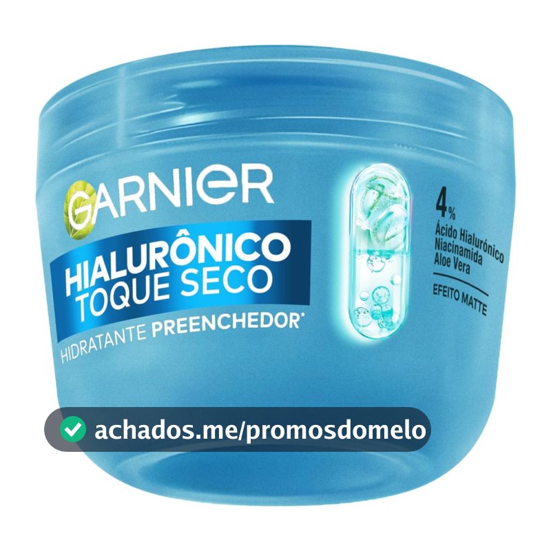 Gel Creme Hidratante Facial Hialurônico Toque Seco com Ácido Hialurônico e Niacinamida, Peles Mistas e Oleosas, 85g