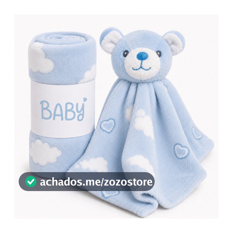 Kit Manta com Naninha Bebê Fleece Toque Super Macio Antialérgica Quentinho