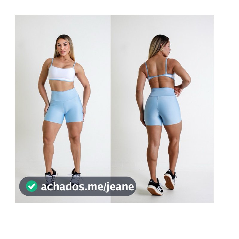 Conjunto Top Com Sustentação Shortinho Cintura Alta Blogueira Para Crossfit Academia Atividades ao Ar Livre