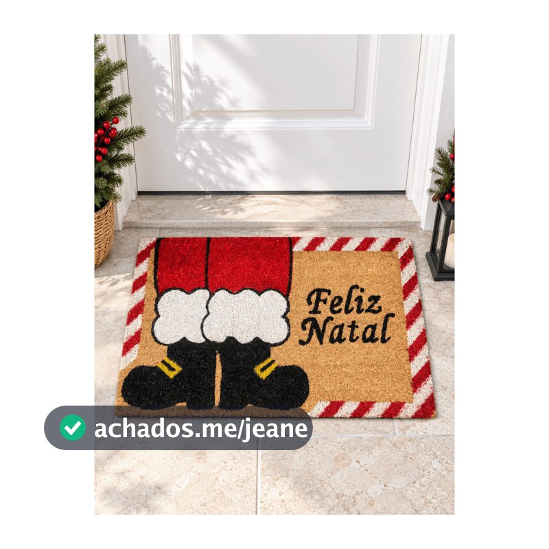Capacho feliz natal natalino de fibra de coco mabruk  60cm