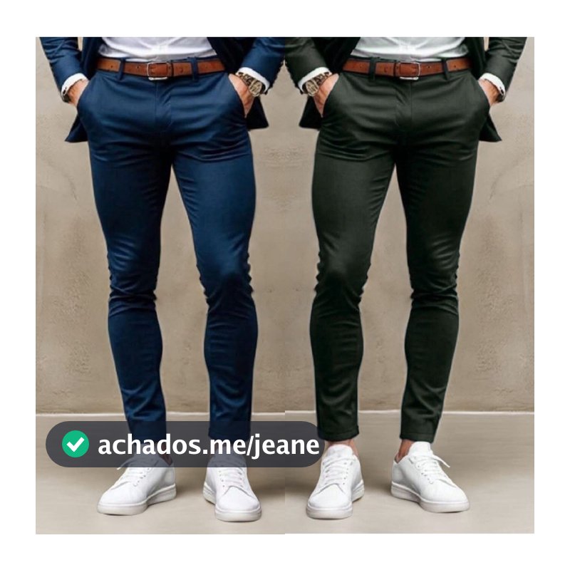 Kit 2 Calça Alfaiataria Masculina Sarja Esporte Fino Chino com Lycra