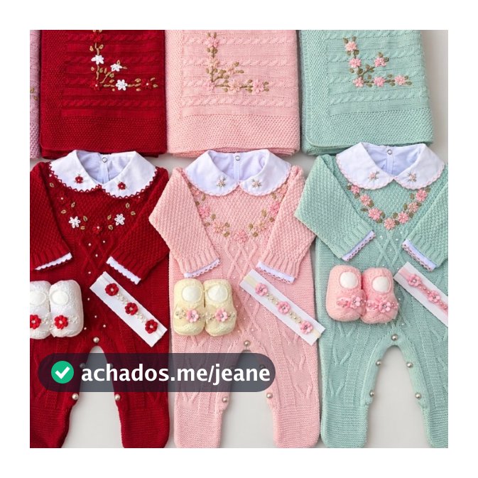 Saída de Maternidade Luxo Premium em Tricô Bordada à Mão - kit 5 peças 3 peças 2 peças | Roupa Bebê Recém-Nascido