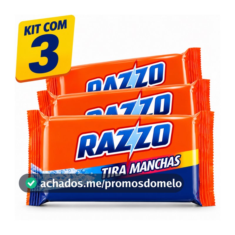 Kit 3 Sabão Tira Manchas Glicerinado 150g Tira Mancha Dificieis Razzo