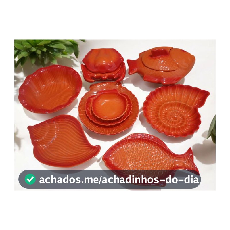 KIT 9 PEÇAS Travessa Concha G+M+Bowl+Peixe+Caramujo+Caracol+Saladeira G + Sopeira Peixe/Caranguejo G Mesa Posta Completa