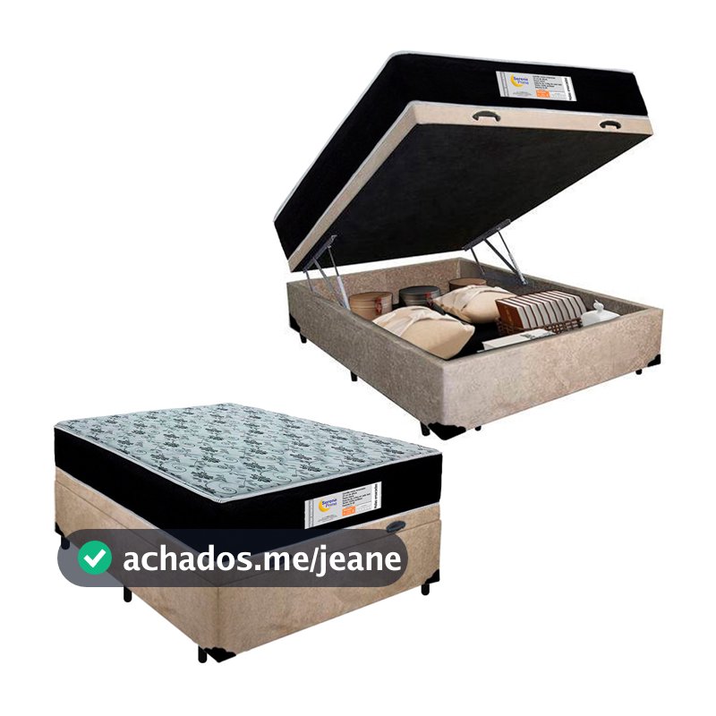 Cama Box Baú Casal Suede + Colchão Molas Ensacadas SerenePrime Sonnolux 138x188x69
