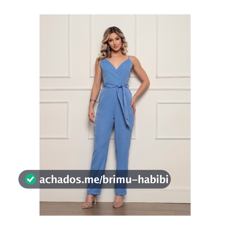 Macacão de Alfaiataria com cinto removível Ziper Atras com Bolso