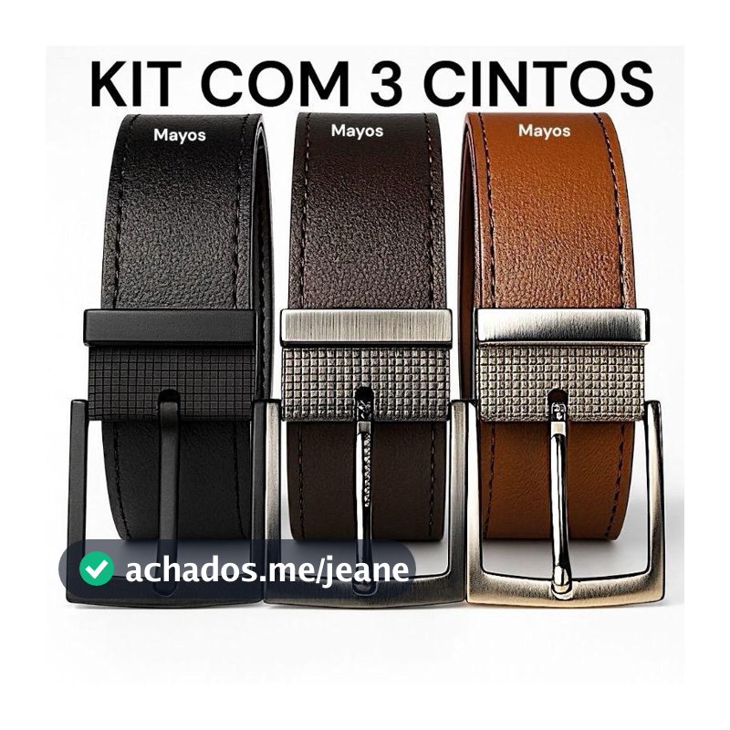 Kit 3 Cinto Masculino Couro Montana - 125 CM ou 150CM (PLUS-SIZE).