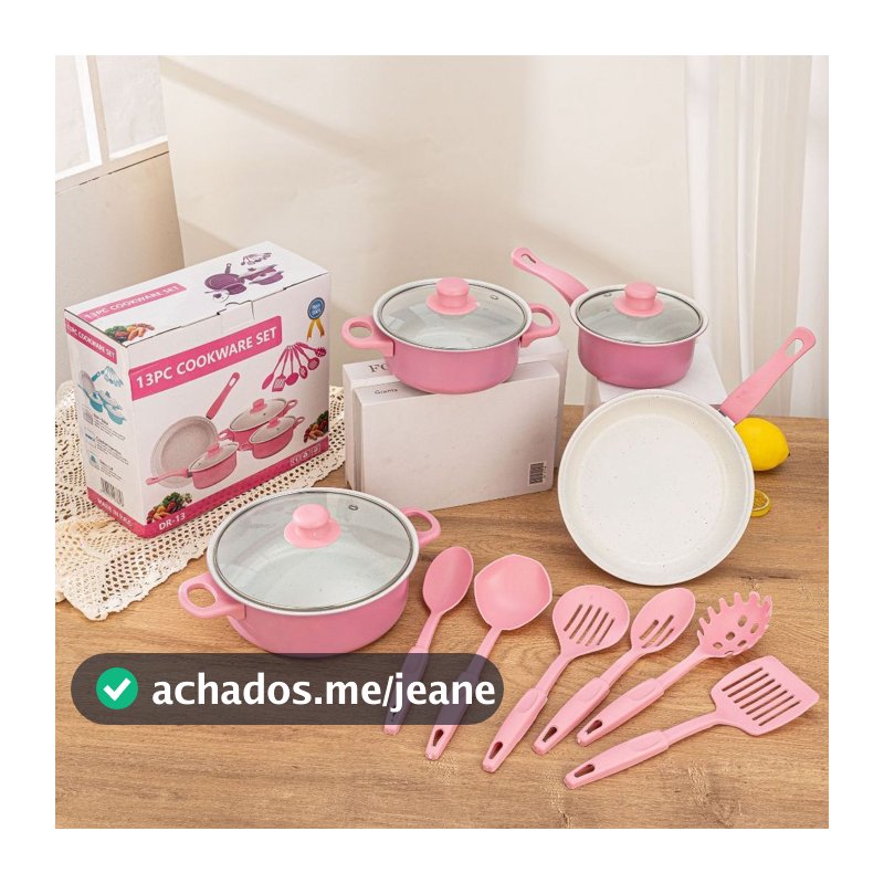 Jogo De Panelas Antiaderente kit 13 Conjunto Peças Teflon Várias Cores LIVRE-CASA