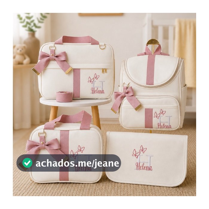 Bolsas Maternidade 4 Peças Luxo, Completo Personalizado térmico e impermeável, Coleção Afeto