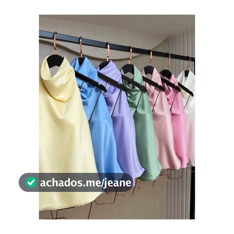 Blusa Feminino Acetinada Costa Nua Gola Alta Frente Unica Candy Colors