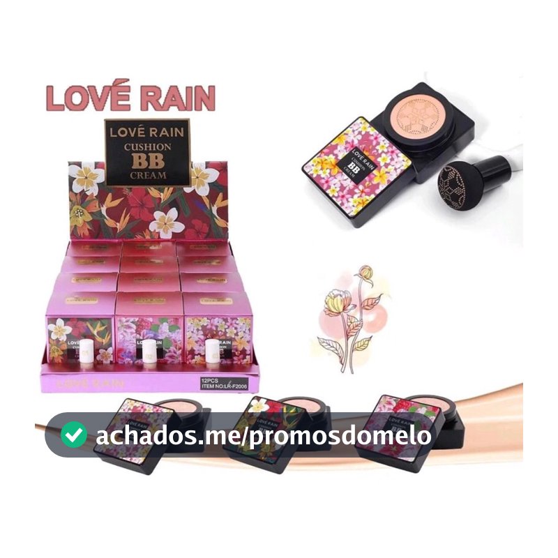 Base BB Cream Cushion /Corretivo com Esponja com Formato de Cogumelo Base Clareador Maquiagem Creme Clareador Lové Rain