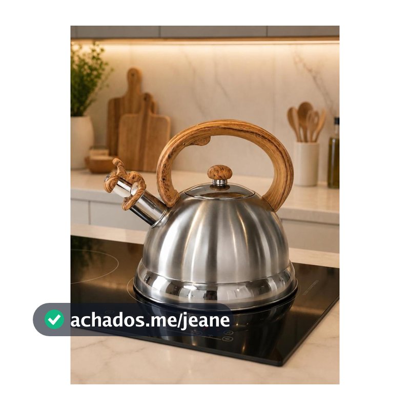 Chaleira Inox Com Alça de Bambu Mimo Style