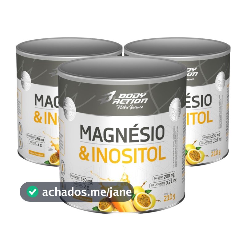 Kit 3x Magnésio e Inositol Taurina Melatonina 210g Bodyaction