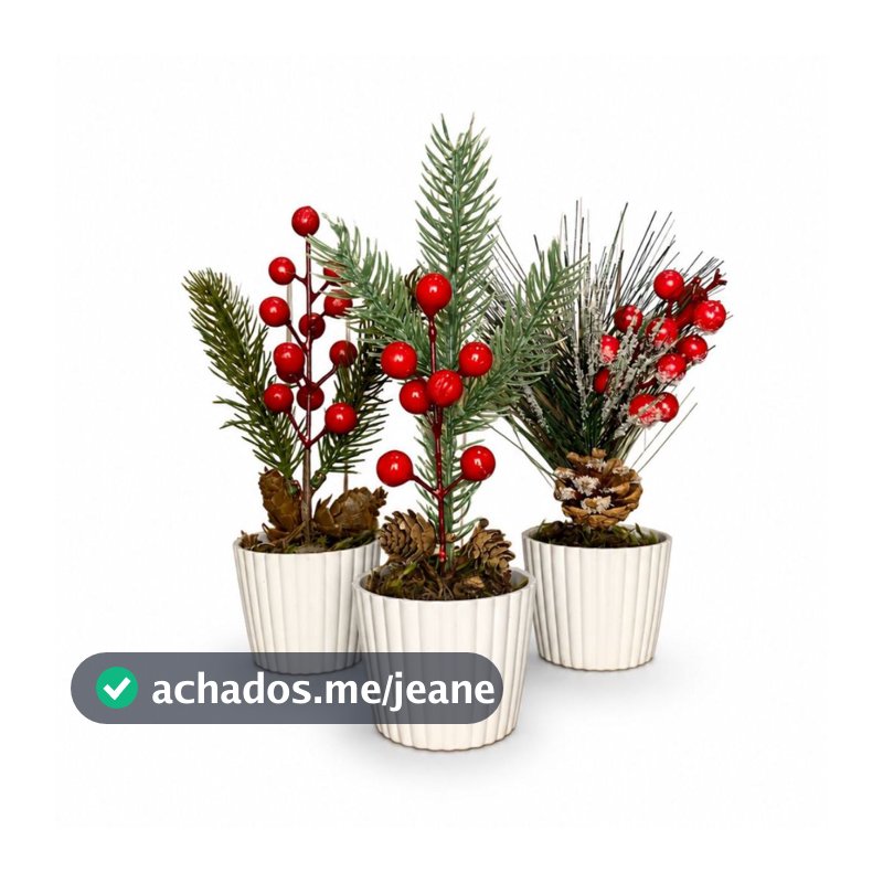 Kit 3 Enfeites De Natal Arranjos Natalinos Vasos Decoração