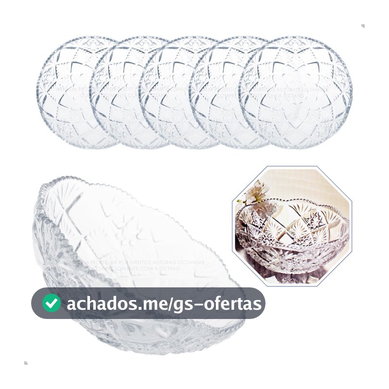 Jogo 6 bowls potes sobremesa SORVETE em Vidro -LAROUS 320ML