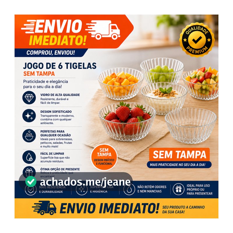 Jogo 6 Tigela Sobremesa Vidro Wave Servir Decorar Incolor