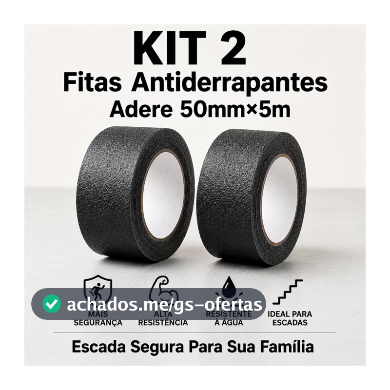 Fita Antiderrapante Preta Kit 2 Rolos 50mm 5m Escada Rampa Piscina Piso Antiderrapante 10 Metros