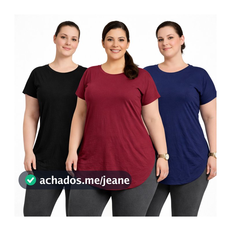 Kit 3 Camisas Fitness Plus Size Alongadas Tapa Bumbum em Viscolycra Premium