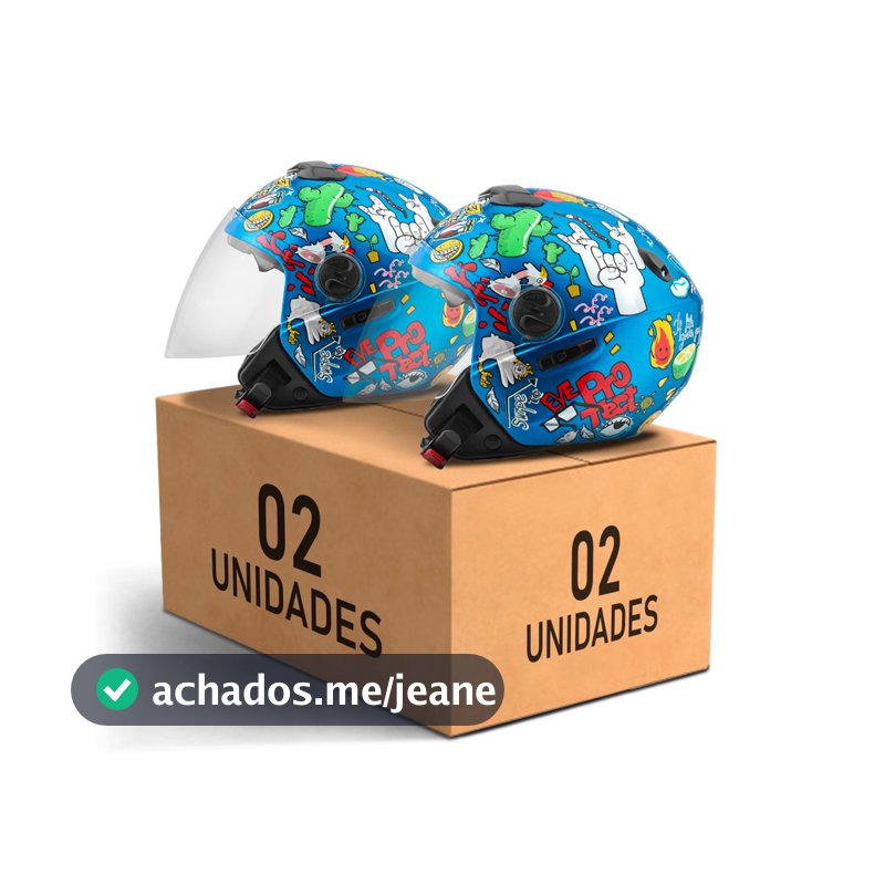Kit Capacete Aberto Pro Tork New Atomic Universe Brilhante 2 Unidades