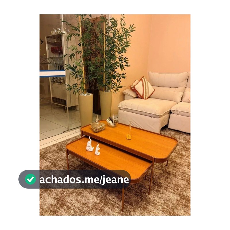 Conjunto Mesa Centro Melin Nature Pés Metal Cobre