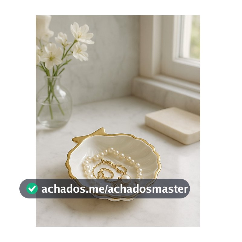 Concha Porta Joias Branca Decorativa Luxo para Quarto e Banheiro