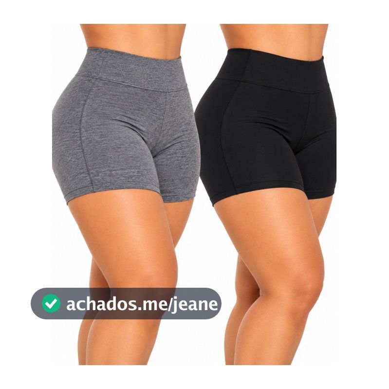 kit 2 Shorts Feminino Plus Size Legging Cintura alta
