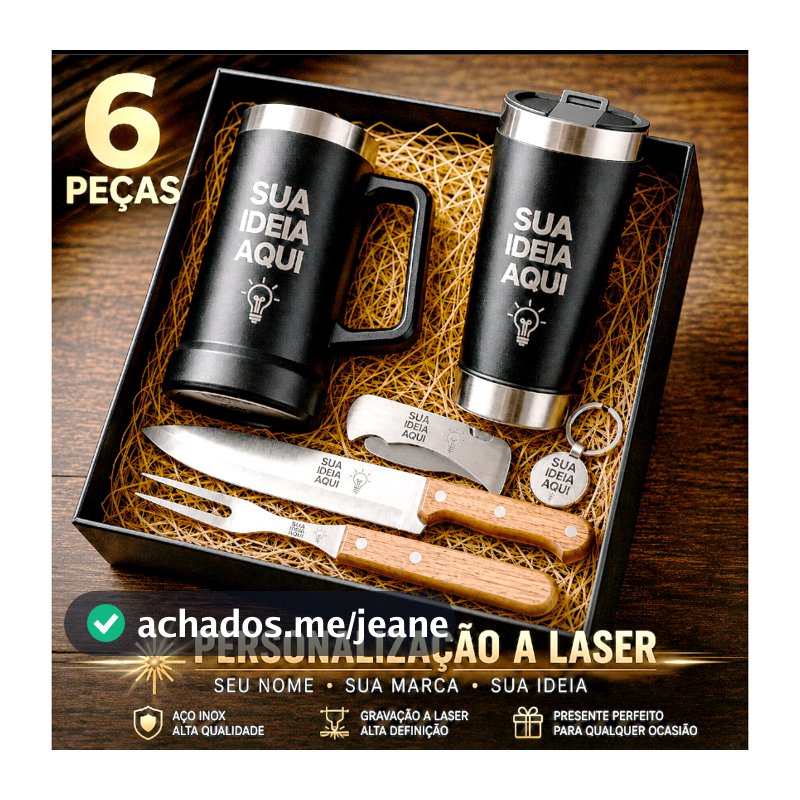 Monte seu Kit Personalizado dia dos Pais, Caneca de Chop, Kit Churrasco, Chaveiro e Canivete, Presente Premium