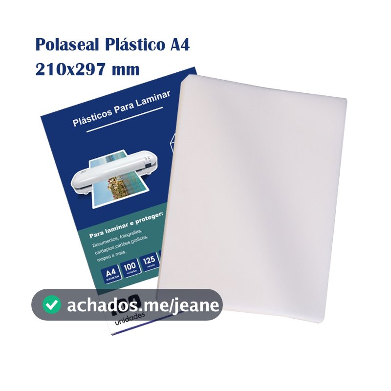 Plástico Para Plastificação A4 210x297, 100 Folhas 125 micras Dedicado a Plastificadora Documentos