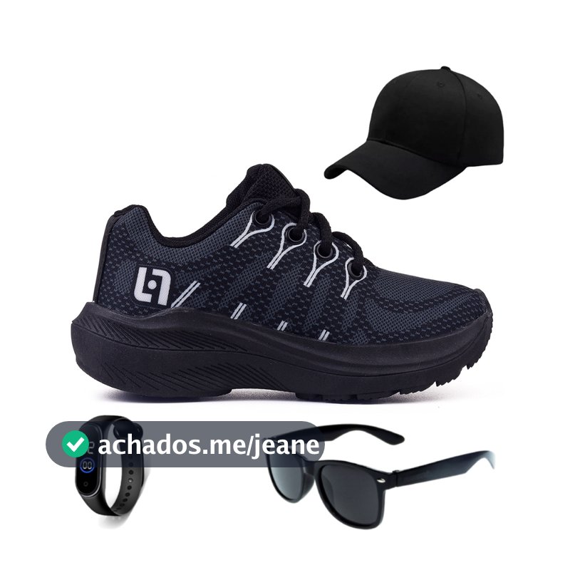 Kit Tenis Infantil Escolar Light + Bone + Oculos E Relogio Promoção