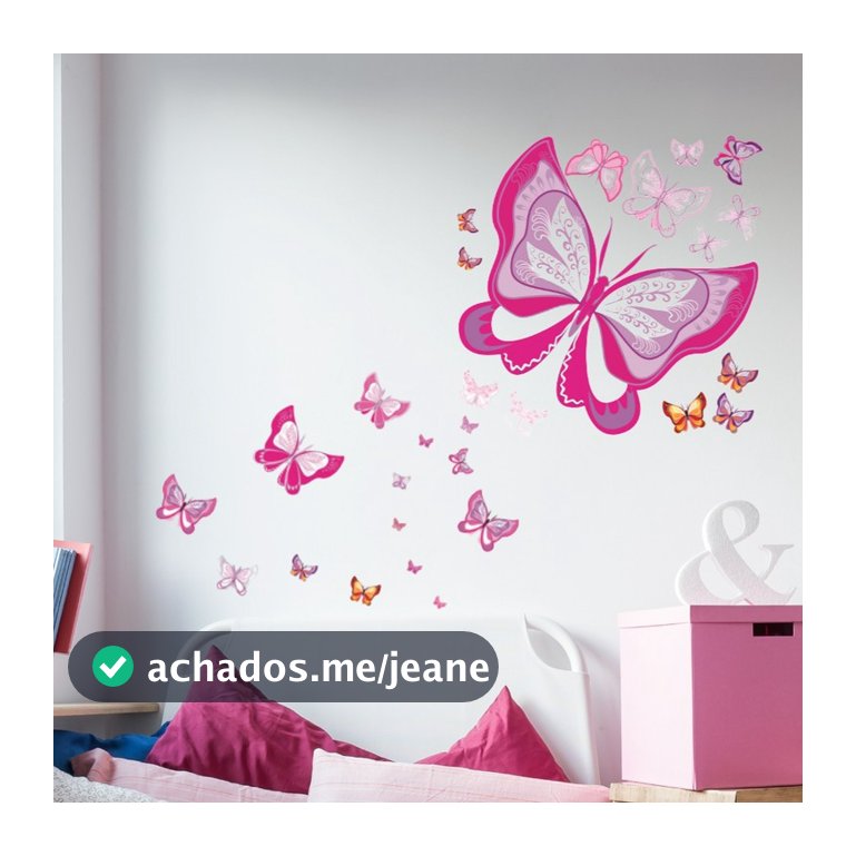Adesivo Decorativo Borboletas Rosa Para Geladeira Móveis Paredes
