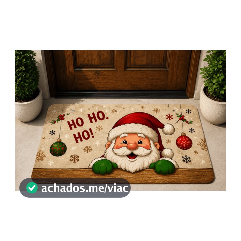 Tapete de Entrada Natal Engraçado Papai Noel Família Ama o Natal 40x60 Antiderrapante