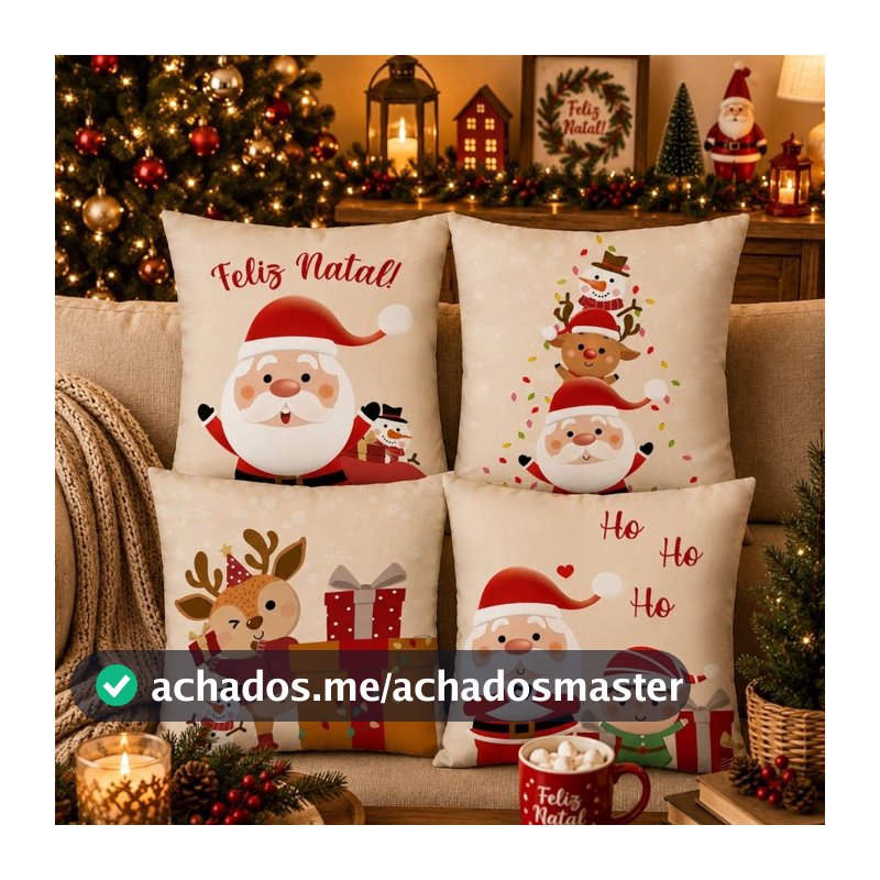 CAPAS NATALINAS Kit com 4 Capas para Almofadas Decorativas 45X45 Direto de Fabrica